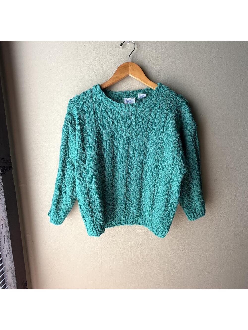 Vintage Just Maggie Teal Chunky Textured Knit Sweater L